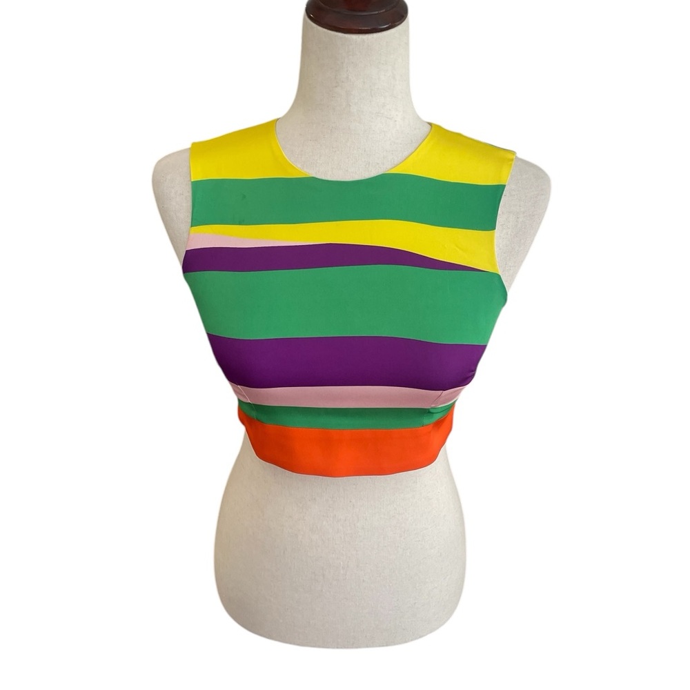 DOLCE & GABBANA Silk Striped Crop Top